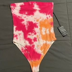 NEW Strapless Tie-Die Bodysuit